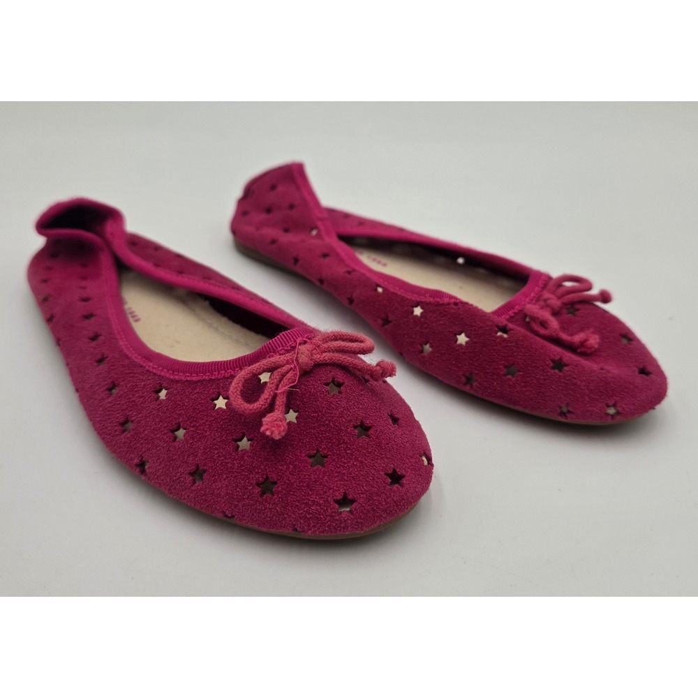 Gap Kids Girls Chintz Rose Suede Star Cut Ballet Flats Pink Size 2